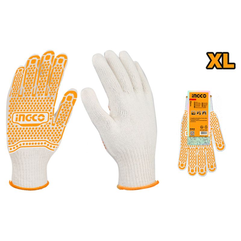 Gants en Coton Tricotés et Points en PVC – INGCO HGVK05