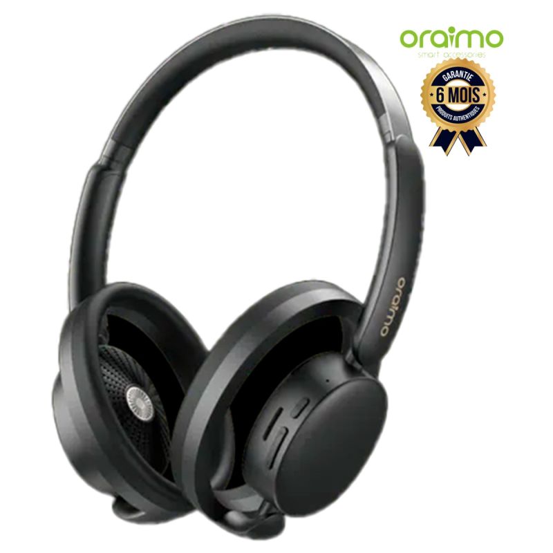 Casque sans fil Oraimo OpenLoop - OPN-670N - Design Open-Ear - Bluetooth 6.0 - Drivers puissants 36mm - 2 microphones ENC HD Voice - Volume adaptatif intelligent - Connexion multipoint 2 appareils - Autonomie 50 heures - Charge rapide USB Type-C - 6 Mois