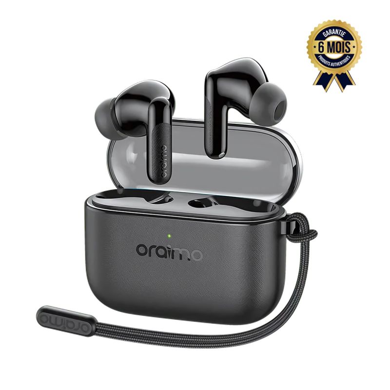 Écouteurs sans fil intra auriculaires ORAIMO SpaceBuds Lite 2, noirs, boitier de charge avec cordon anti perte, garantie 6 mois, prix Cameroun. 