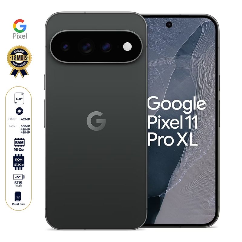 Google Pixel 11 Pro - 512 Go - 16 Go RAM - Écran LTPO OLED 120 Hz 6,3" -  50 MP + 48 MP + 48 MP / 42 MP - Nano-SIM + eSIM - 4850 mAh - Garantie 18 mois