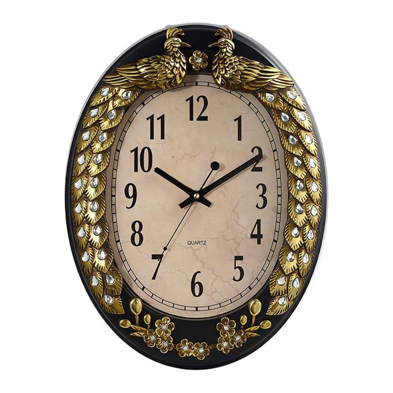 Horloge murale ROYAL RH‑7508 – Noir/Or – Design Art Déco