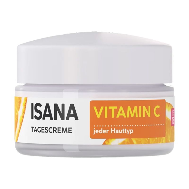 ISANA Vitamine C – Crème de jour SPF 15 - Extrait de Pamplemousse & Acide Hyaluronique - Hydratation et éclat – Tous Types de Peaux - 50 ml