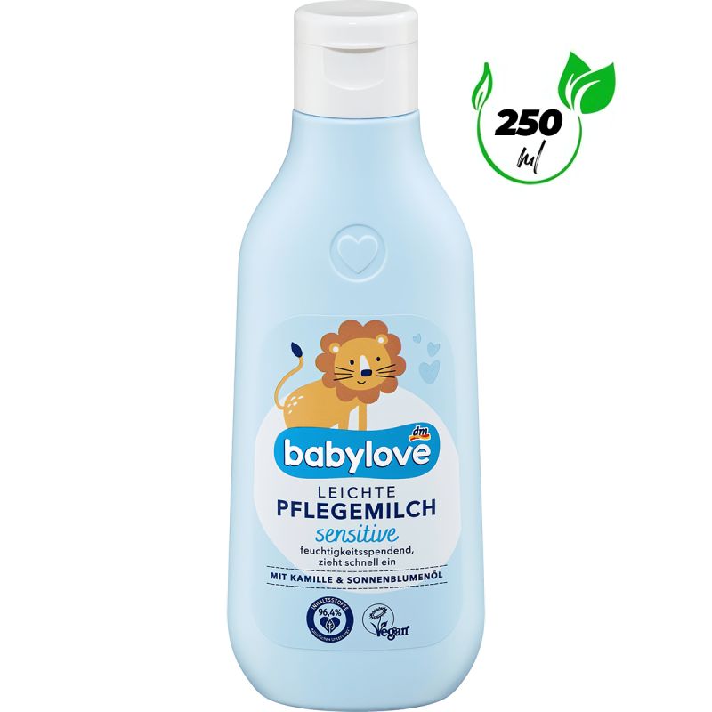 Lait de soin pour bébé léger - Babylove - Sensible - 250 ml 