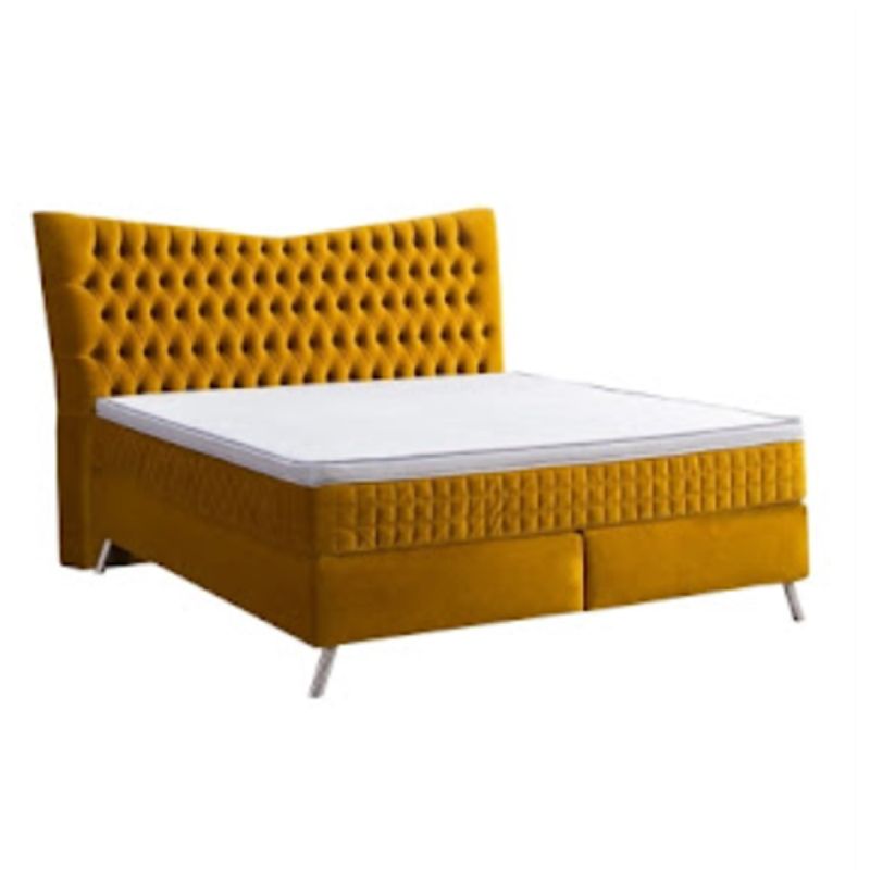 Lit royal 2 places - CHF-2Y - Velours avec mousse partout - Jaune - (Prix en fcfa) | Glotelho Cameroun
