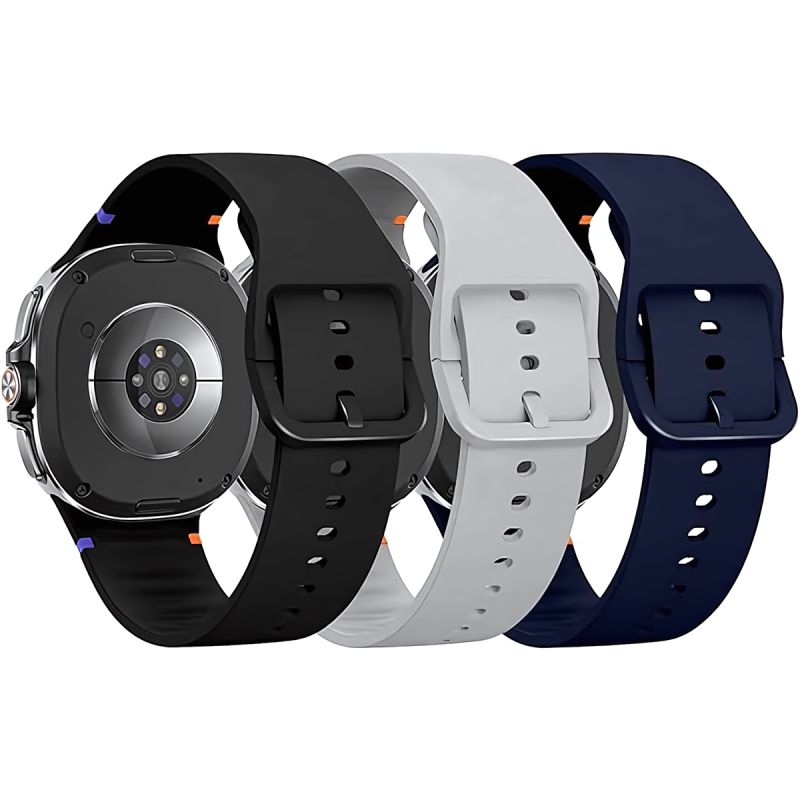 Lot de 03 bracelets en silicone – Samsung – Galaxy Watch 8 / 8 Classic / Ultra2 – Souple - Résistant à l’eau - Fixation rapide - Confort ajustable