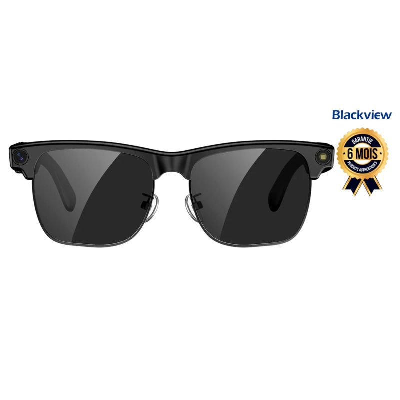 Lunettes  intelligentes IA - Blackview BV200 - Intelligence Artificielle ChatGPT - Caméra Sony 8MP Vidéo 1200P - Écouteurs Bluetooth 6.0 Mains-Libres - Traduction en Temps Réel - Micro Anti-Bruit ENC - Autonomie 6H - iOS & Android - Garantie 6 Mois