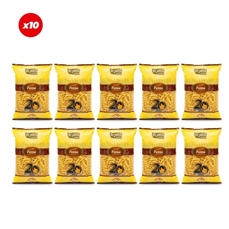 Lot de 10 sachets de Macaroni Pasta Gold 500g