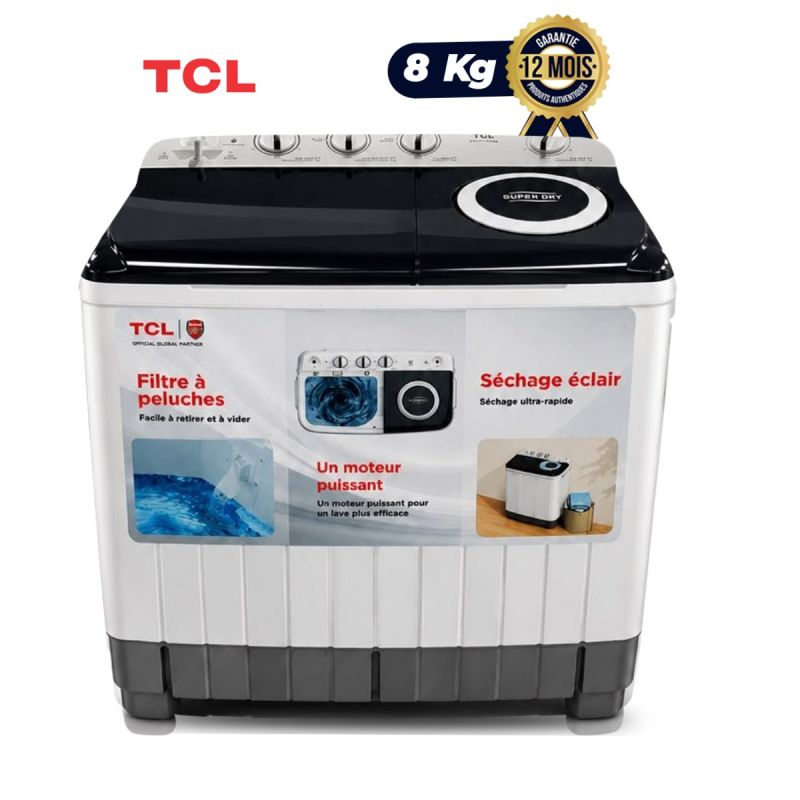 Machine à laver semi-automatique TCL - 8 KG 