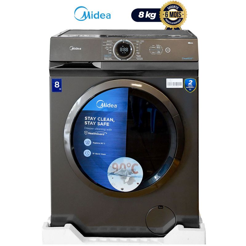 Machine à Laver Automatique - 8Kg - Midea MF100W80 - Argent  | Glotelho Cameroun