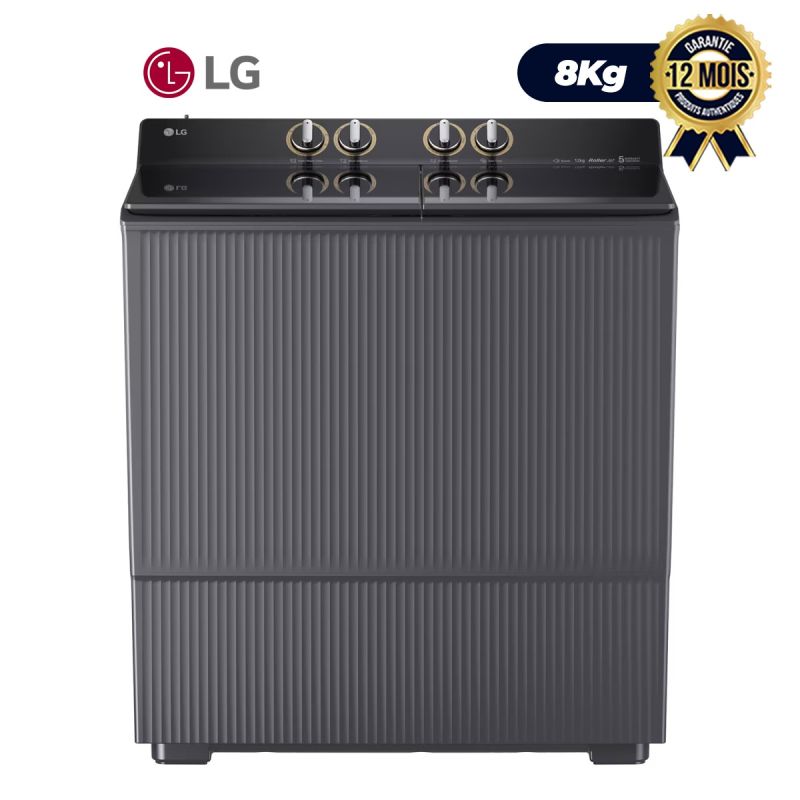 Machine à Laver Semi‑Automatique LG, 8 kg, double cuve, en plastique, noir, garantie 12 mois - prix Cameroun 