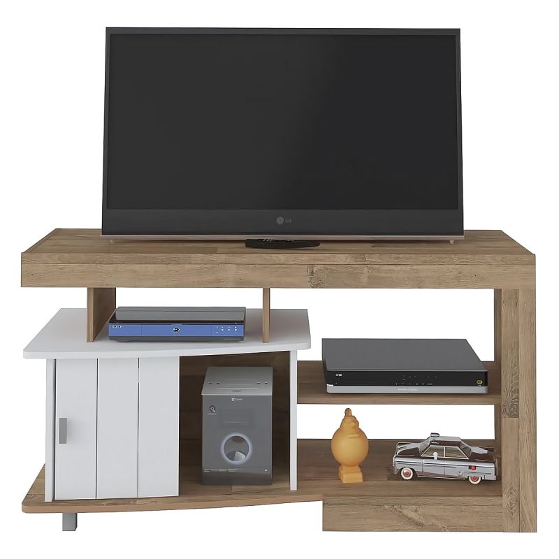   Meuble TV - MT-ROYAL/CEDAR - Jusqu'à 47 pouces - Marron rustique/Blanc