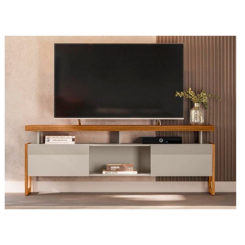 Meuble TV Brasil - ESMERALDA - MT-3060 Jusqu'à 75 Pouces, Nature/blanc cassé - Prix Cameroun