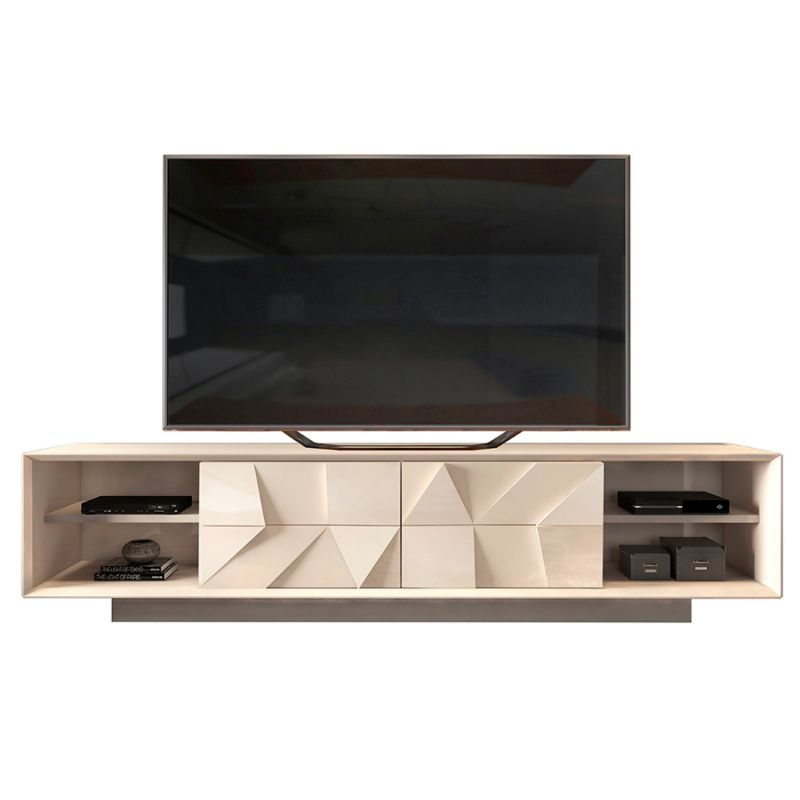 Meuble TV DOMANI PIRAMIDE - MT-20603 - Pour les Téléviseurs jusqu'à 75 Pouces - Blanc cassé