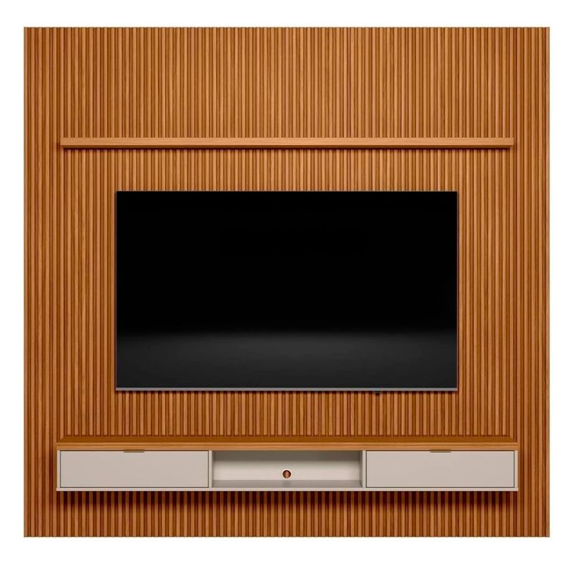 Meuble TV jusqu'à 75 pouces avec banc 258 cm Nature/Blanc cassé - Prix Cameroun