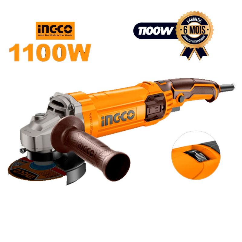 Meuleuse angulaire - INGCO AG1100385 - 1100 W - 220/240 V - Vitesse variable - 6 Mois