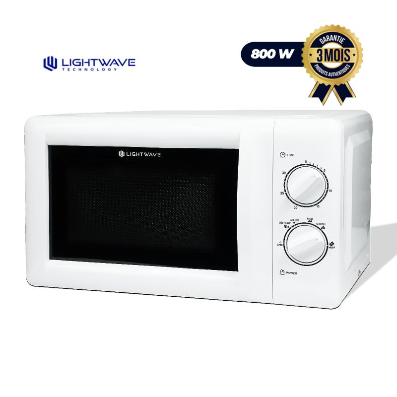 Micro-ondes Mécanique LIGHT WAVE 20L – 800W – Décongélation & Réchauffage – LW-MW-K20 – Blanc - Garantie 3 Mois