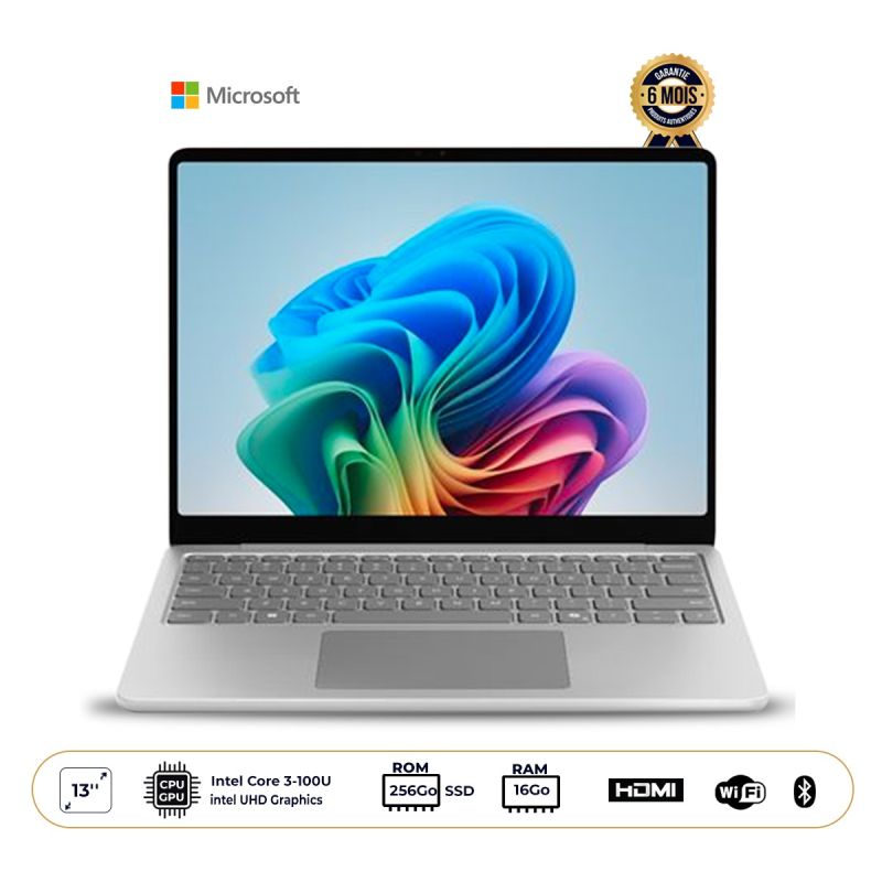 Ordinateur portable - Microsoft Surface Laptop - 1st Edition - Tactile 13" - Snapdragon X Plus - 16 Go RAM - 256 Go SSD - Copilot+ PC - Platine - Garantie 6 mois