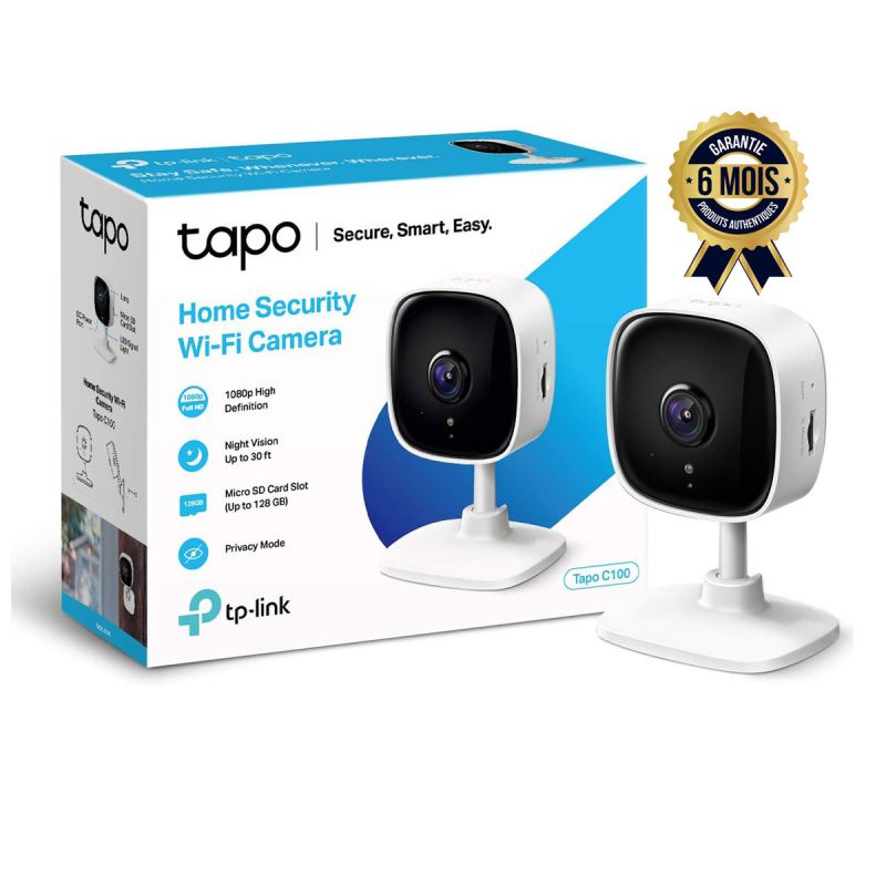 Mini caméra de sécurité intelligente - TP-Link Tapo C100 - Vidéosurveillance Intérieure - 1080p - Audio Bidirectionnel - Vision Nocturne - 6 Mois - (Prix en fcfa) | Glotelho Cameroun
