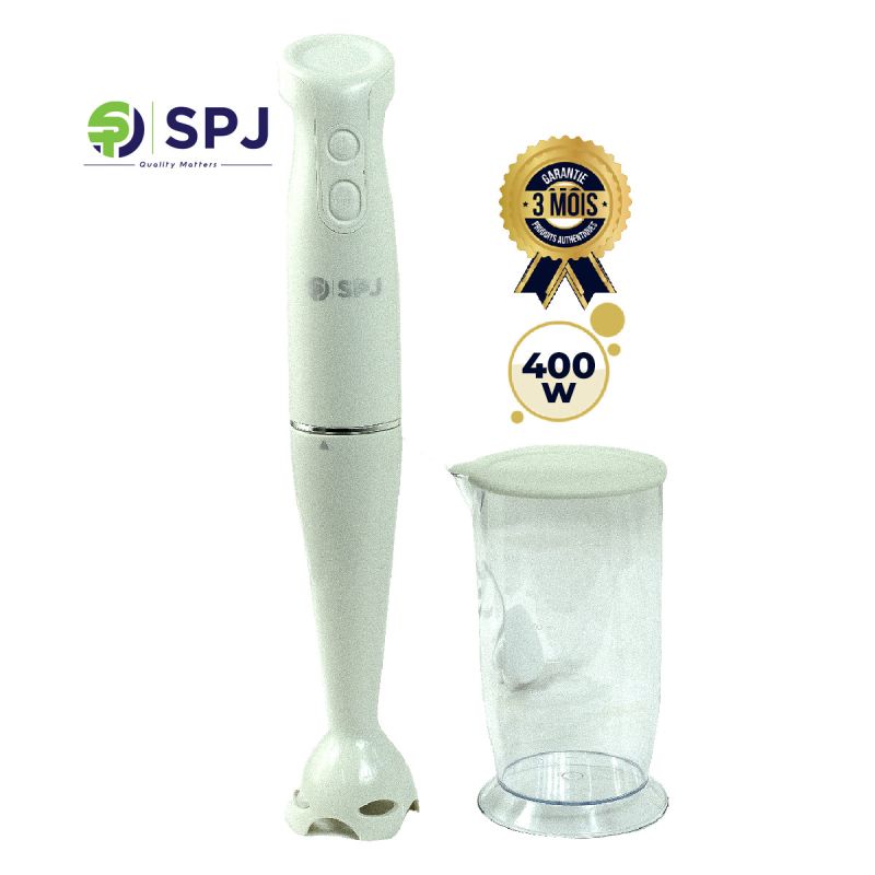 Mixeur Plongeant - SPJ - HBX-WT400W - 400W - Ice Crusher - Bol en Verre 700ml - Lames Acier Inox - Turbo - Garantie 1 mois