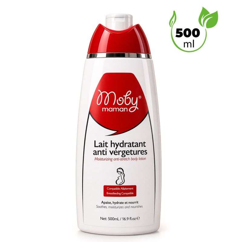 Moby Maman – Lait de toilette hydratant anti‑vergetures – 500 ml
