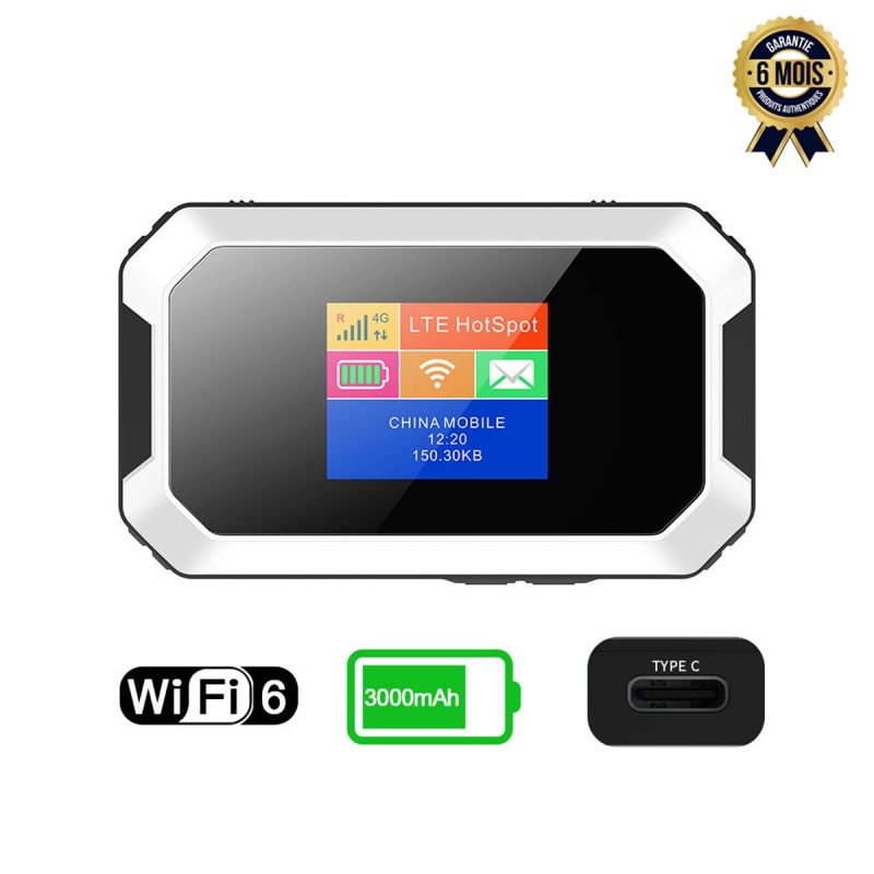 Modem Wi-Fi 6 4G LTE - Olax MT80 - 150 Mbps - Portable Rechargeable - Batterie 3000 mAh - Écran LED, Charge Type C - Compatible Tout Opérateur (MTN, Orange, Camtel) – Garantie 6 Mois