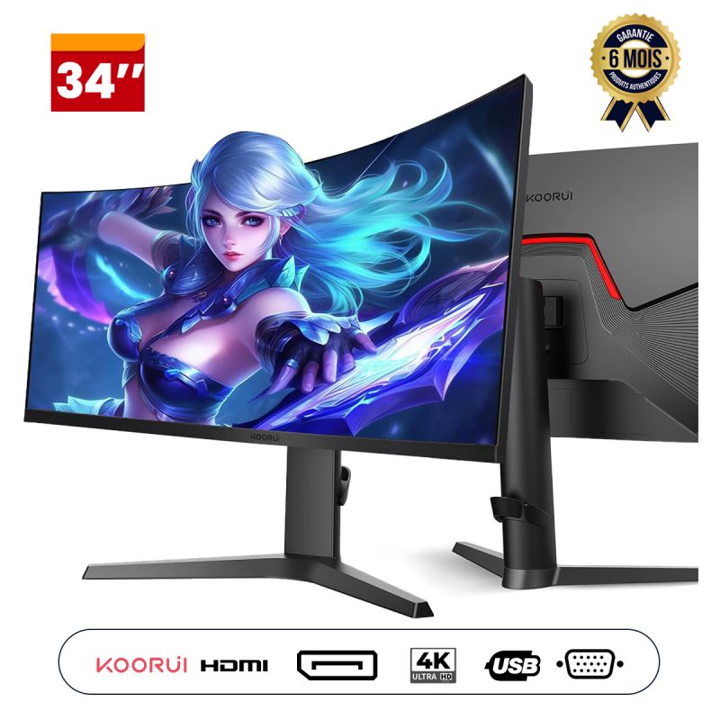 Moniteur Gaming incurvé 34 - KOORUI au prix Cameroun