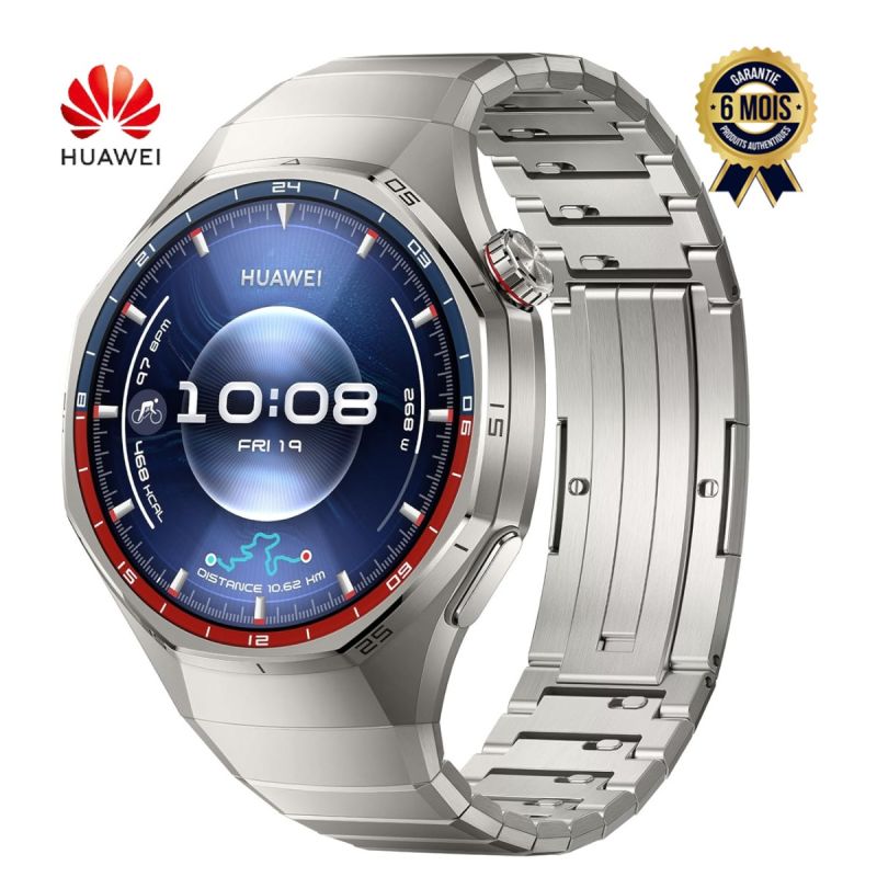 Montre connectée - HUAWEI Watch GT6 Pro 46mm - Jusqu'à 21 jours d'autonomie, GPS - Plus de 100 modes sports - Analyse ECG - Surveillance de la santé - Bracelet en Titane - Garantie 6 mois