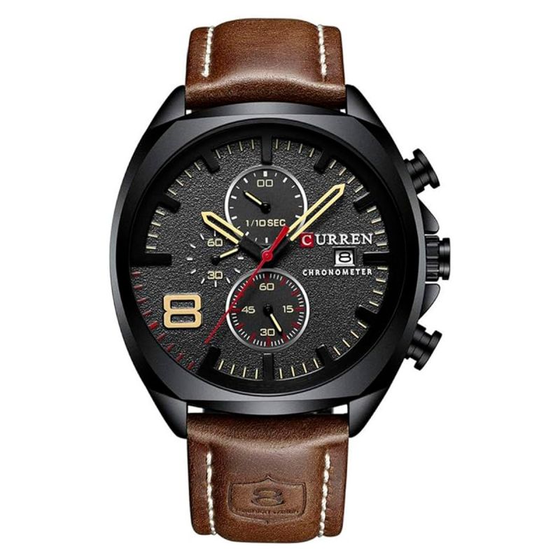 Montres à bracelet en cuir pour hommes - Classique - Acier inoxydable étanche | Glotelho Cameroun