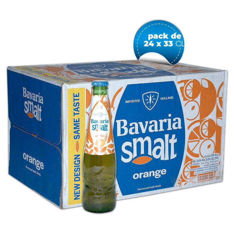 Pack de 24 Boissons Maltées Aromatisées à l’Orange Bavaria Smalt – 0.0% Alcool – Bouteilles 33CL
