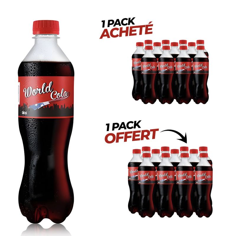 Pack promo de 12 World Cola - Boissons Gazeuse - 0,35 CL + 1 Pack de 12 World Cola Offert