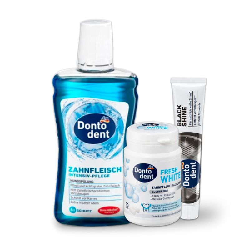 Pack soins bucco-dentaire - Dentifrice + Bain de bouche + Chewing-gum