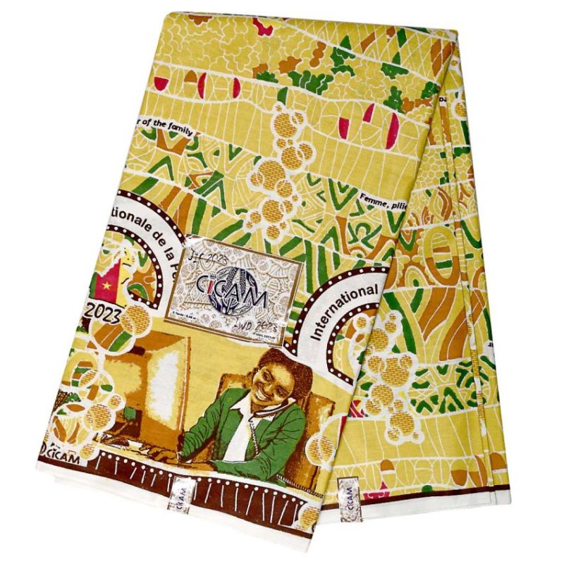 Pagne du 8 Mars 2023 - Tissu - 3 Yards - Jaune  | Glotelho Cameroun