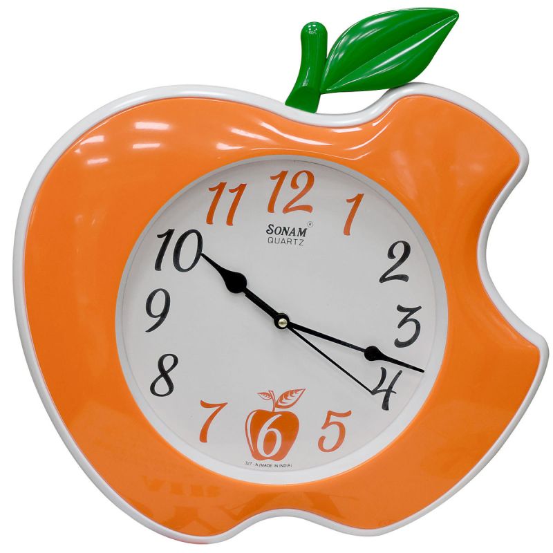 Horloge Murale -  Sonam - 327-A - Forme Pomme - Orange 