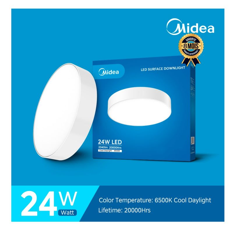Plafonnier LED Slim carré 24W Prix - Midea - 8