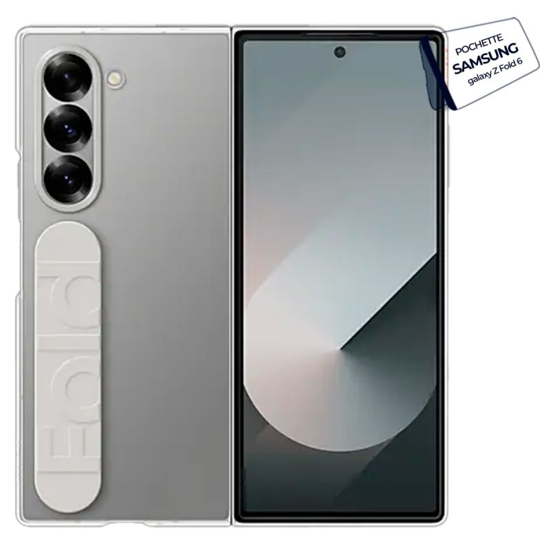 Pochette arrière – Samsung Clear Grip Case – Compatible Galaxy Z Fold 6 – Design transparent – Protection charnière et capteurs