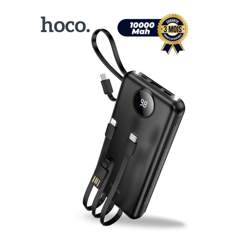 Powerbank HOCO DB66 - 10000mAh - Torche et Câbles intégrés chez Glotelho