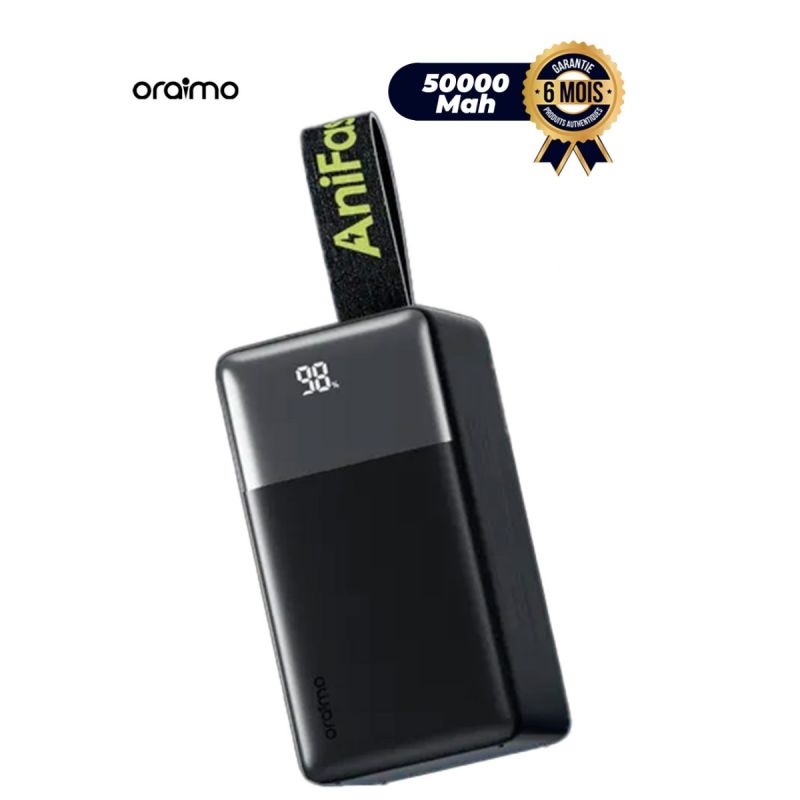 Powerbank ORAIMO - PowerJet 501 – OPB-750SQ - 50 000 mAh – 85W – USB-C/USB-A – Recharge laptop – 185 Wh - Garantie 6 mois