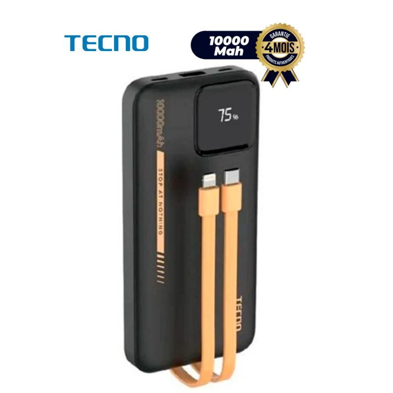 Powerbank Tecno TPB-P103 - Ultra-TANK - 10000mAh, garantie 4 mois sur Glotelho Cameroun.