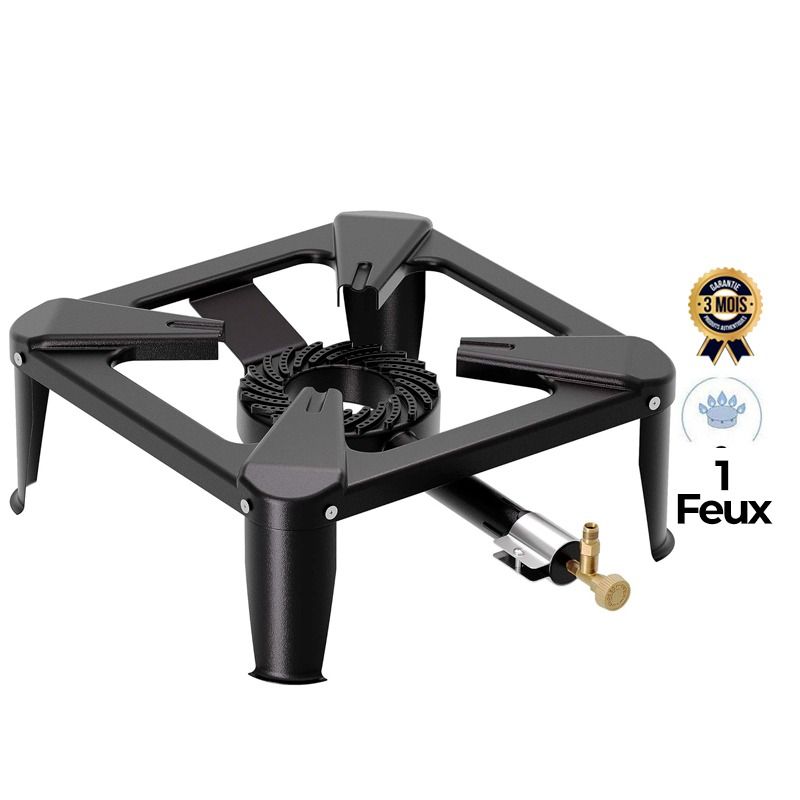 Réchaud à Gaz Portable 1 Feu - GB-05ZS – 30 × 30 cm – Débit 450 g/h – Compatible Propane/Butane – Idéal Cuisine en Plein Air, Loisirs et Secours – Garantie 3 Mois