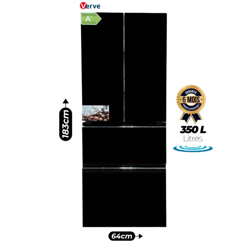 Réfrigérateur Américain VERVE - VV510FD - 350 Litres - Écran Tactile - Classe Énergétique A+ - Tropicalisé Classe T - Réfrigérant R600a - Garantie 06 mois