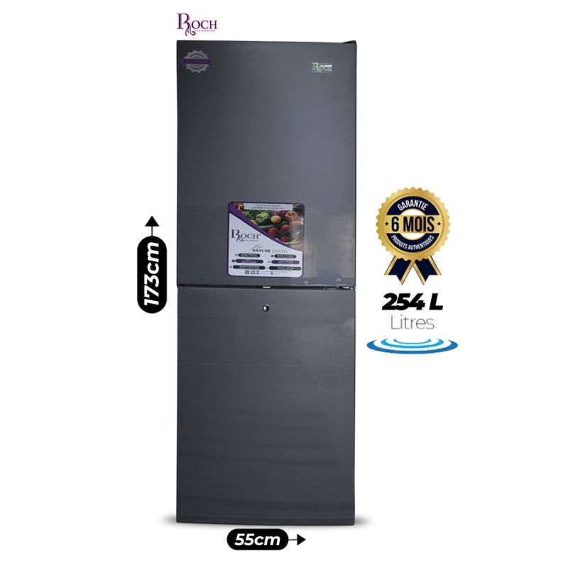 Réfrigérateur Combiné ROCH 254 Litres avec double Porte et Congélateur à 4 Tiroirs sur Glotelho Cameroun.