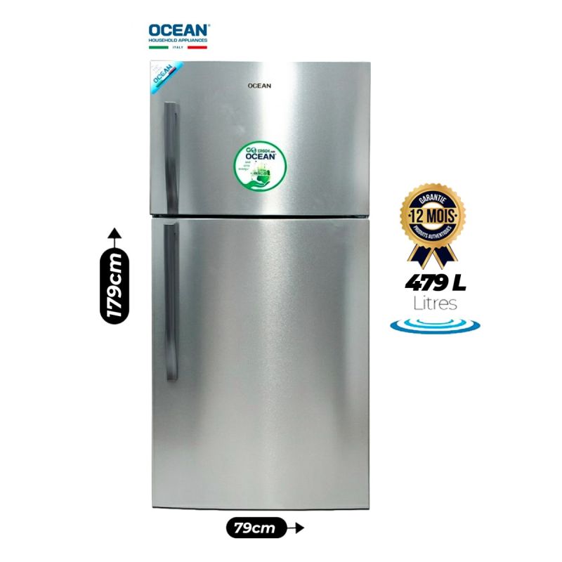 Réfrigérateur Double Porte - OCEAN ODK550NFX3 - 479 Litres - No Frost - Classe climatique T - Inox - Garantie 12 mois