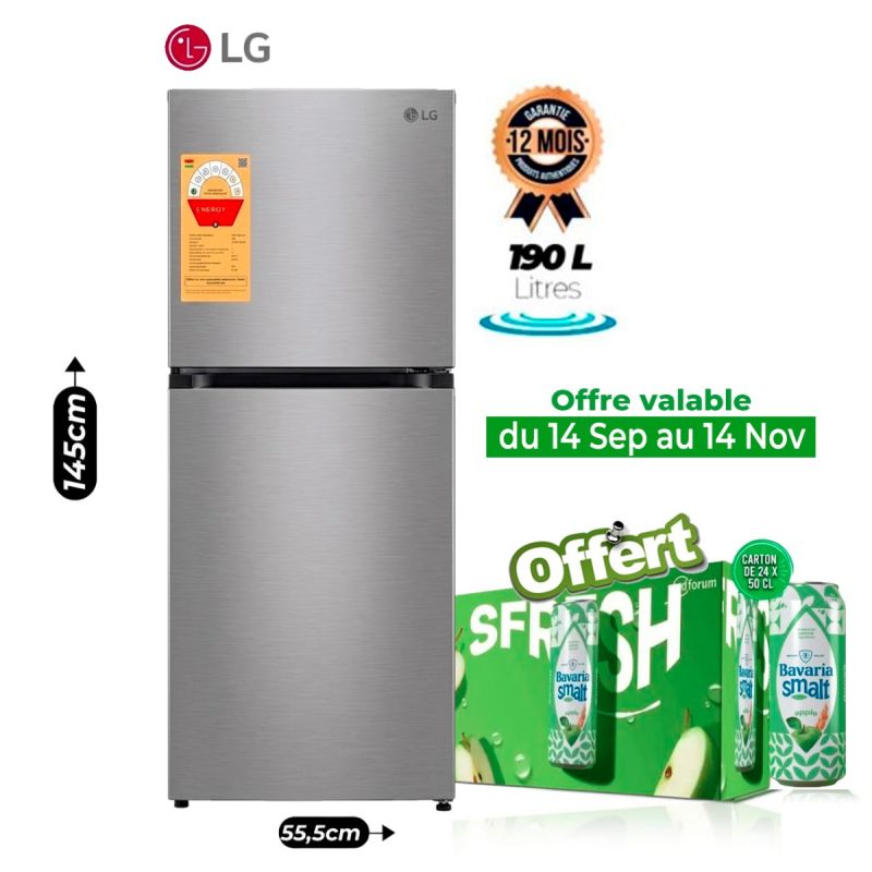 Réfrigérateur double portes - LG - GCFB195PQCF 