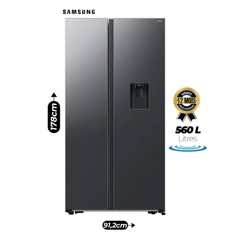 Réfrigérateur Américain SAMSUNG - RS57DG4100B4GH - 560 Litres - Avec Distributeur d'eau - NO FROST - Digital Inverter Compressor - Noir Mat - Garantie 12 Mois 