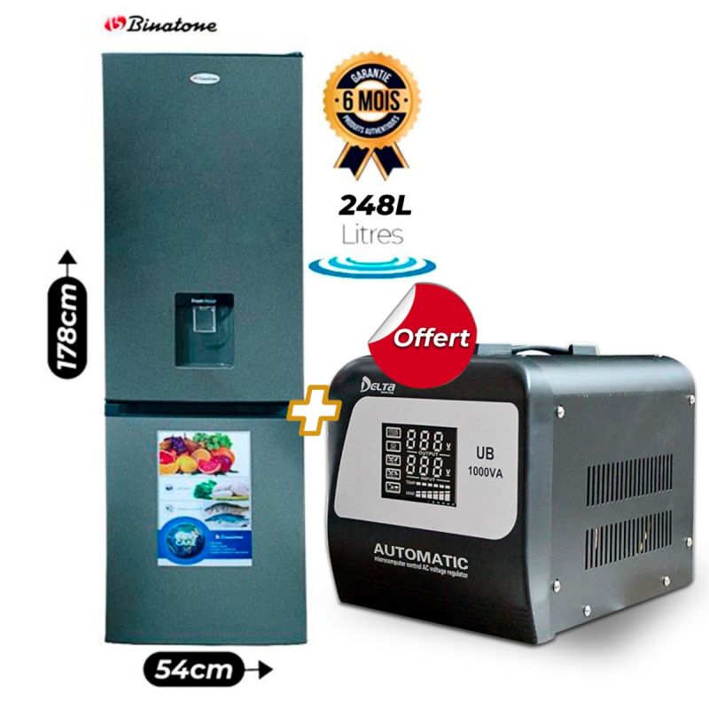 Réfrigérateur Combiné 248L + Régulateur DELTA 1000VA 
