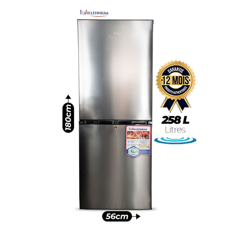 réfrigérateur combiné MILLENNIUM 258 Litres Inox - prix Cameroun