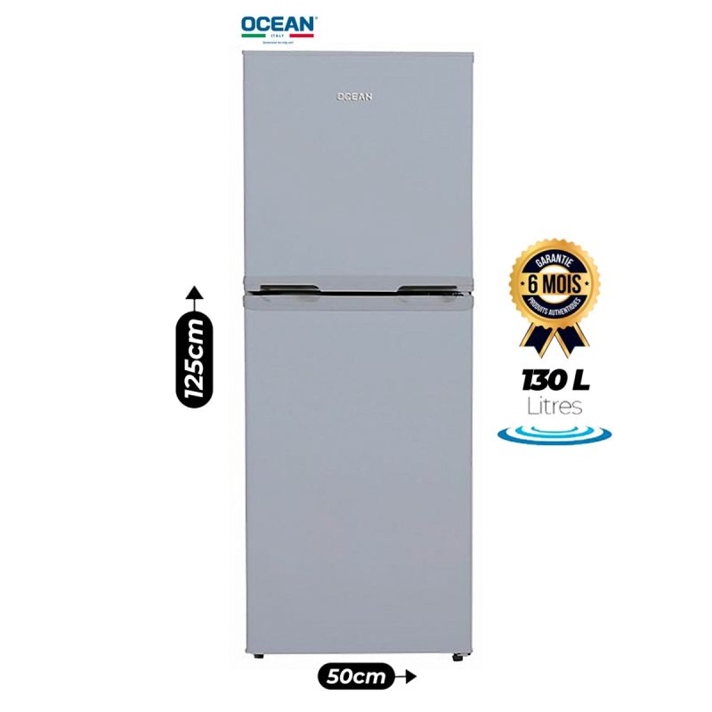 Réfrigérateur combiné OCEAN 130 Litres - DDOS-170KSA+ - Double porte - Refroidissement performant - Garantie 6 Mois