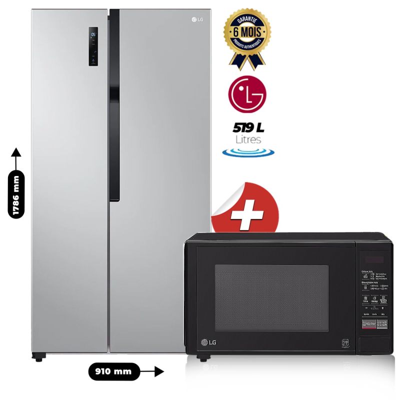 Réfrigérateur LG Side By Side 519 Litres  + Micro Onde LG 20 Litres Offert