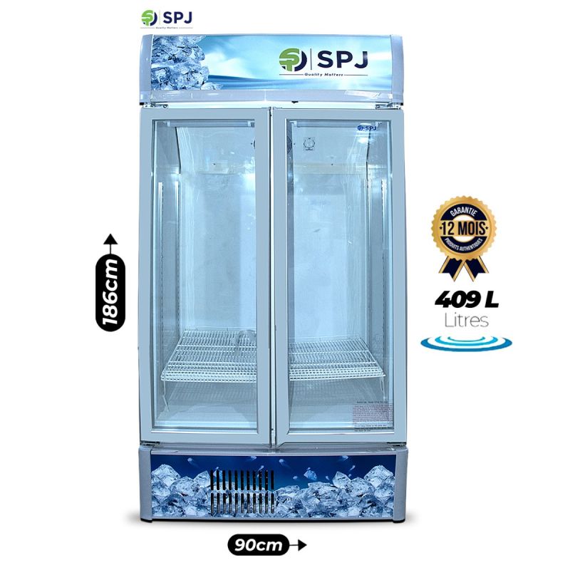 Réfrigérateur vitré SPJ - 409 Litres - SCCSTW-700C023 - Double portes LED - Silencieux - Garantie 12 Mois