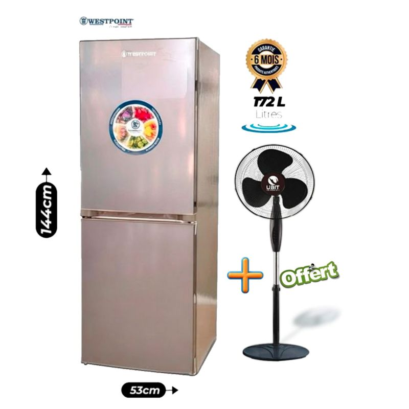 Pack Réfrigérateur Combiné WESTPOINT (WCNN-1924.EZ) 172L + Ventilateur sur Pied UBIT (UB-356RB) 16" OFFERT